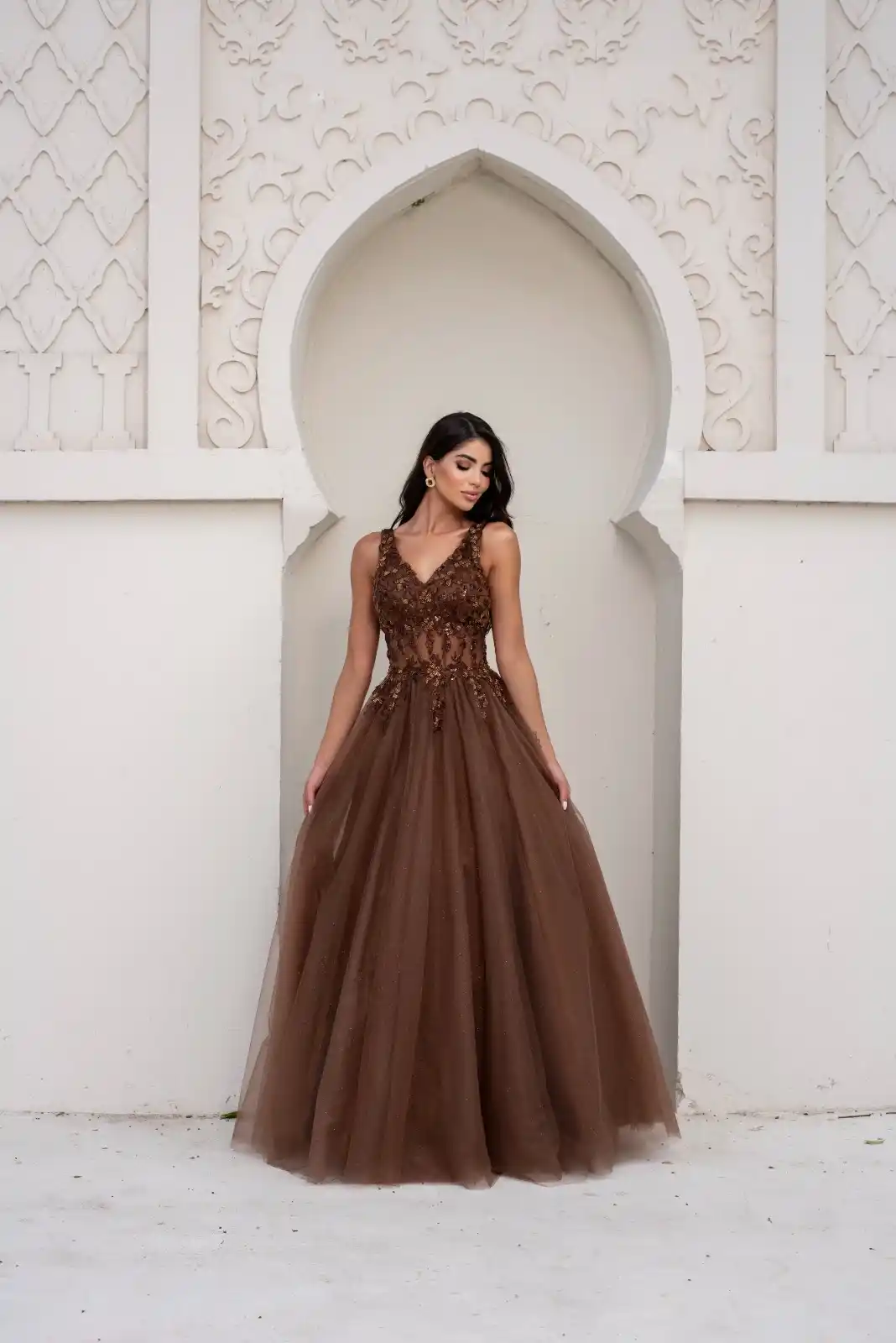 Vestido Tule Gliterizado/Fluido